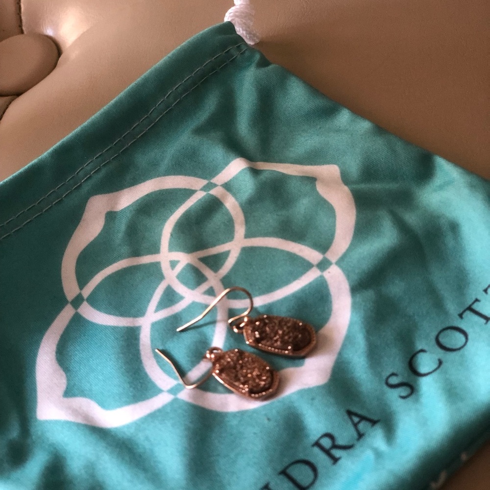 Kendra Scott drusy rose gold Lee drop earrings